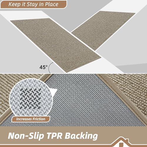 BEQHAUSE Dirt Trapper Door Mat 24" x 60", Non-Slip Washable, Light Beige - Image 6