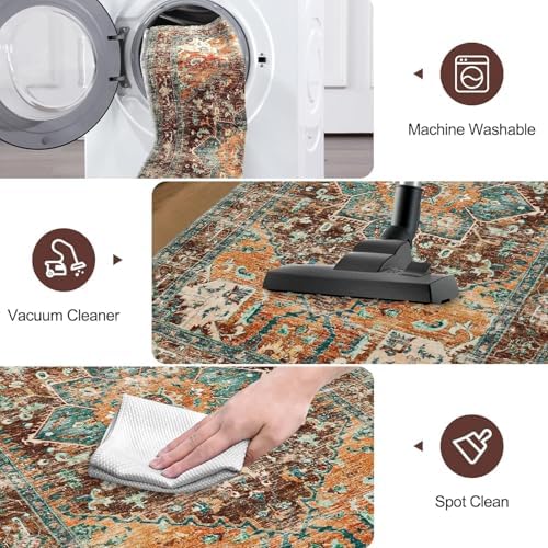 Yamaziot Washable Runner Rug, 2x6 Non-Slip Boho Vintage Hallway Kitchen Rug - Image 5