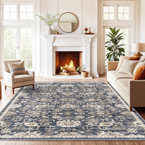 Amada 5x7 Washable Area Rug for Living Room, Vintage Pattern by AMADAHOMEFURNISHING
