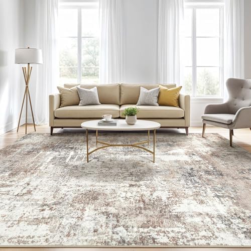 LOONGRUG 4x6 Area Rug Machine Washable Neutral Modern Abstract Rugs Brown - Image 5