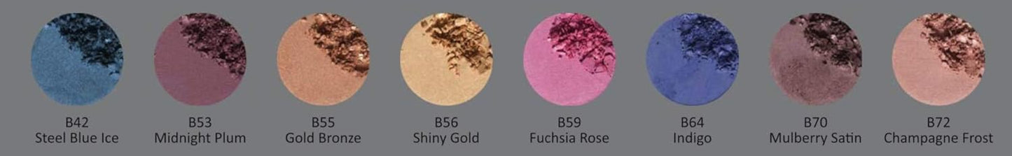 Mulberry Satin Frost Light Purple Lavender Taupe Burnt Burgundy Shimmer Pressed Powder Single Vegan Eyeshadow; Talc, Paraben & Cruelty Free
