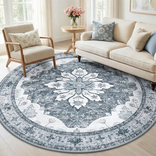 RELEANY Washable Area Rug, Round 6ft by RELEANY
