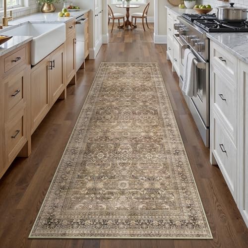 HUGEAR 2x10 Brown Vintage Distressed Washable Runner Rug - Image 3