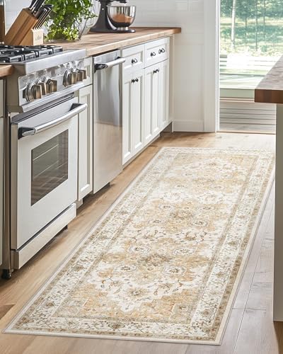 Amada 2x5 Washable Runner Rug for Kitchen, Vintage Pattern by AMADAHOMEFURNISHING