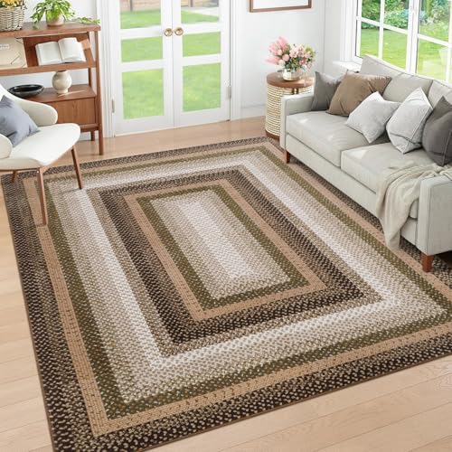 RUGSREAL 5x7 Bedroom Rug Braided Machine Washable Living Room Area Rugs by RUGSREAL