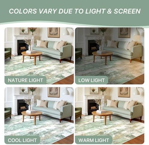 BEIMO 10x14 Green Abstract Area Rug, Washable Non-Slip - Image 4
