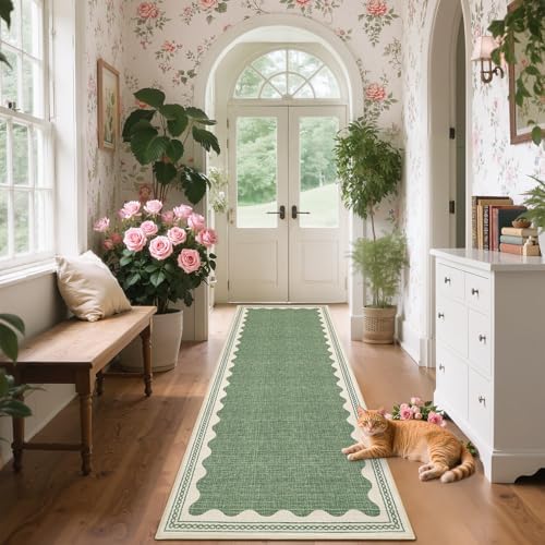 GarveeHome Scalloped Sage Green 2.5x8 Runner Rug - Image 3