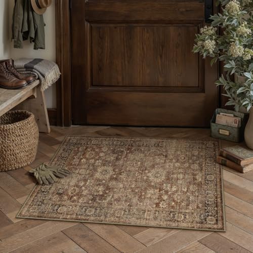 HUGEAR Brick Red Area Rugs 2x3 Entryway Washable Rug Carpet - Image 2