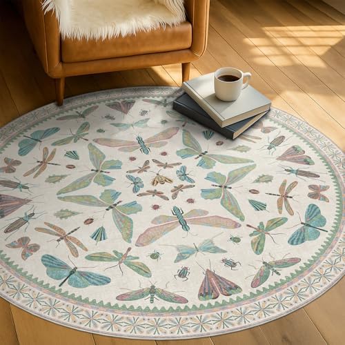Insect Light Green 5ft Round Area Rug - Image 7
