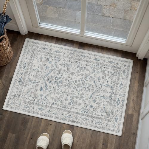 PureCozy Blue Entryway Area Rug 2x3 Vintage Neutral - Image 5