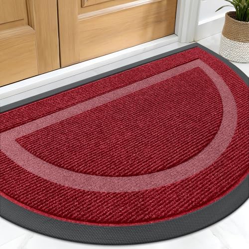 OLANLY Half Circle Front Door Mat Outside 29.5x17 All-Season Rubber Doormat by OLANLY