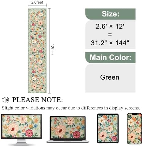DUKINO 2.6x12 Kitchen Runner Rug, Floral Non Slip Long Washable Rug - Image 2