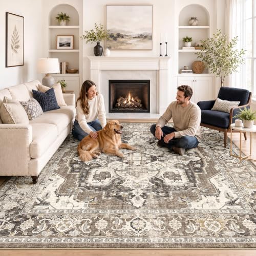 10x10 Square Area Rug Living Room: Large Washable Boho Area Rugs by YOUFORTONG