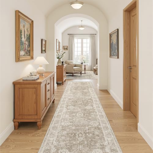 Madane Rug Runner for Hallway 2.5x10, Washable Kitchen Runner Rug Brown/Sand by Madane