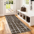 Brown 2x6 Runner Rug Non Slip, Modern Distressed Stripe Carpet Runners by TTelephant