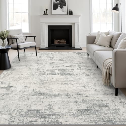 5x8 Area Rug Living Room: Modern Washable Indoor Soft Carpet Gray by FXRHLP