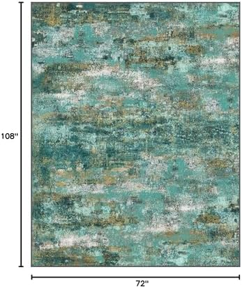 BEIMO 6x9 Area Rug for Bedroom, Turquoise Washable Abstract Non Slip Rug - Image 2