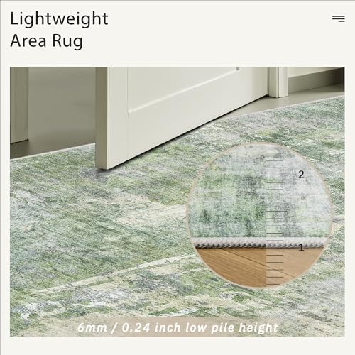 Soalmost Abstract Runner Rug 2x10 Hallway Kitchen Runners Green/Ivory - Image 7
