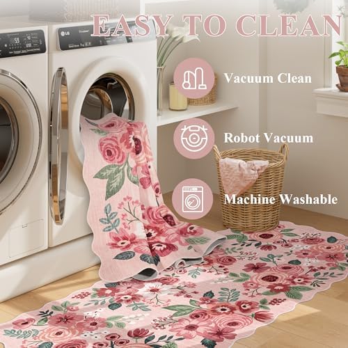 DUKINO 2x8 Washable Runner Rug, Floral Non Slip Kitchen Runner Rug - Image 6