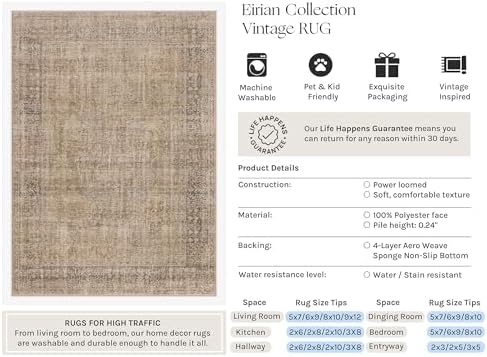 HUGEAR Brown 2x7 Neutral Runner Rugs - Image 3