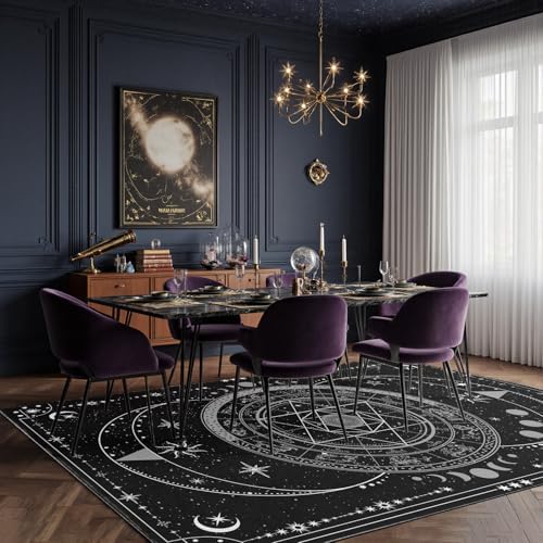 Nayoroom Black Celestial Witchcraft Area Rug, Machine Washable, 8 x 10 ft - Image 2