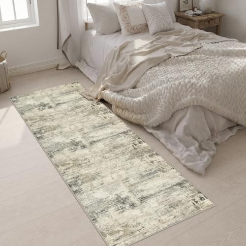 3x8 Washable Runner Rug：Modern Abstract Soft Carpet Ash Brown - Image 4