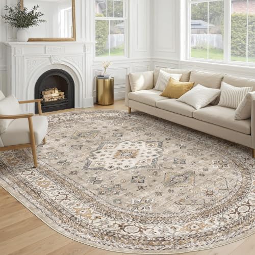 cotiled 8x12 Ellipse Area Rug for Living Room, Traditional by COTILED