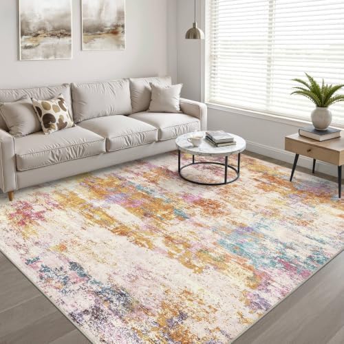 LOONGRUG 6x9 Area Rug Washable Neutral Moder Living Roomn Rug Multi Gold - Image 6