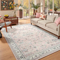 5x7 Light Pink Washable Boho Area Rug by VisittheFlagover