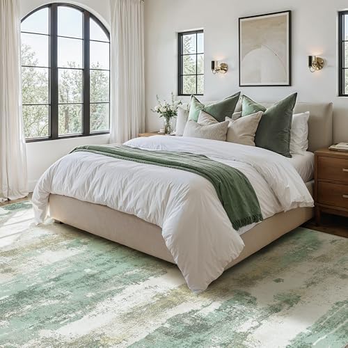 BEIMO 5x8 Green Abstract Area Rug, Washable Non-Slip - Image 3