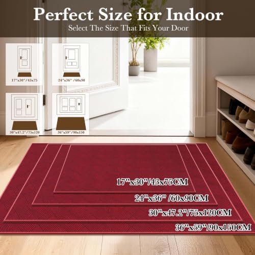 Front Door Mat Indoor Entrance Welcome Entry Mat Red 30"x48" - Image 2