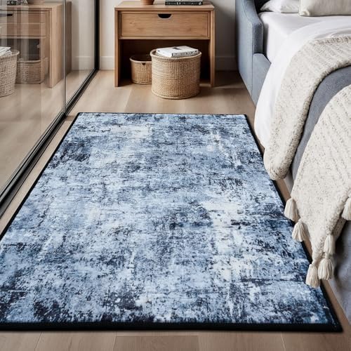 Rugflix 3x5 Entrance Rugs, Washable Navy Blue Dark Entry Small Rug - Image 2