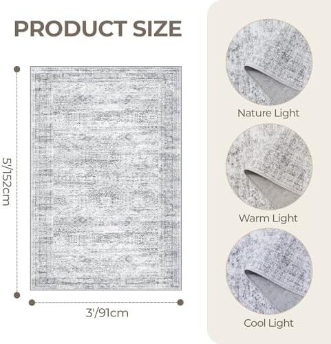 3x5 Rug for Entryway, Washable Area Rug - Image 2