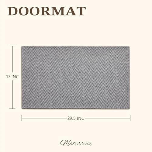 MatEssenz 17"x29.5" Faux Linen Entryway Rug, Washable Woven Textured Indoor - Image 2