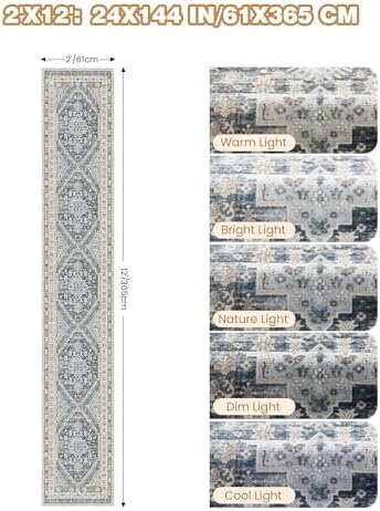 Hallway Runner Rug 2x12 Extra Long Washable Runner - Image 2