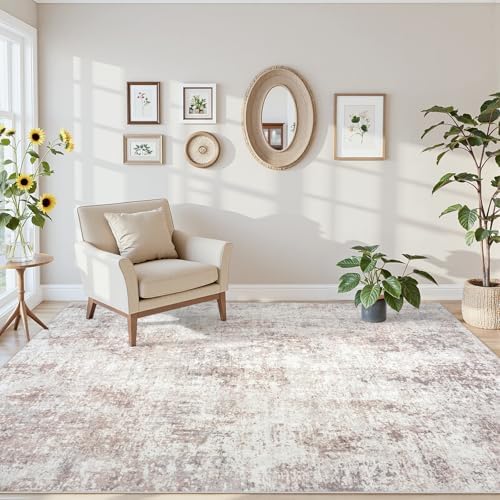 5x7 Area Rugs for Living Room Large Washable Abstract Rug Beige Grey - Image 6
