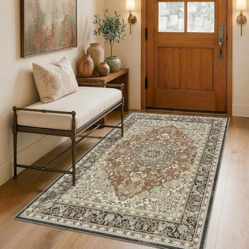 Vintage Area Rug 3x5 Ft Washable Rugs - Image 2