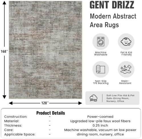 10x14 Area Rugs for Living Room: Washable Abstract Brown Black Carpet - Image 2