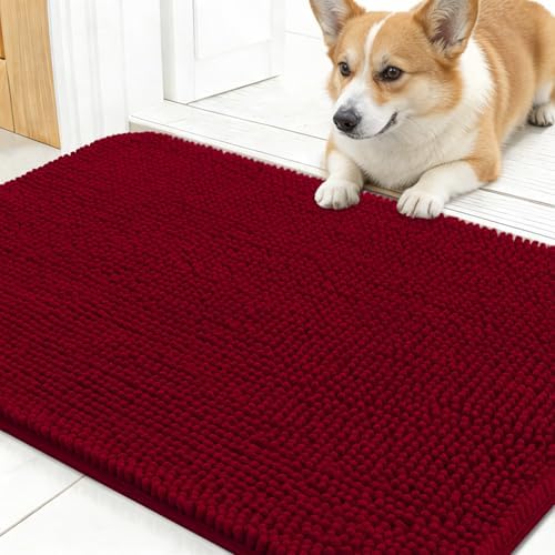 OLANLY Dog Door Mat for Muddy Paws 24x16, Super Absorbent Chenille Mud Mat by OLANLY