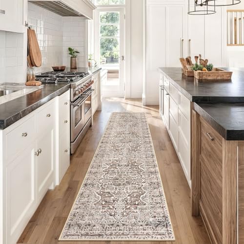 KUTA Vintage Washable Runner Rug 2x8 Brown Runners - Image 2