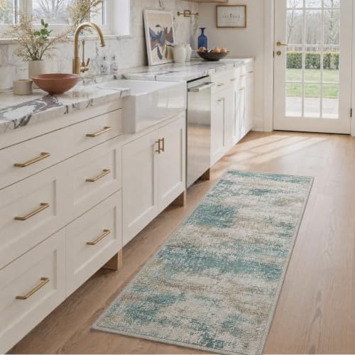 BEIMO 6x9 Area Rug for Bedroom, Teal Grey Washable Abstract Non Slip Rug - Image 5