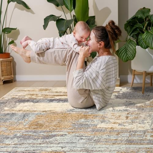 Toneed Washable 5x7 Camel Area Rug - Image 4