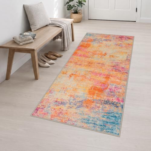 3x8 Washable Runner Rug：Modern Abstract Soft Carpet Galaxy Haze - Image 3
