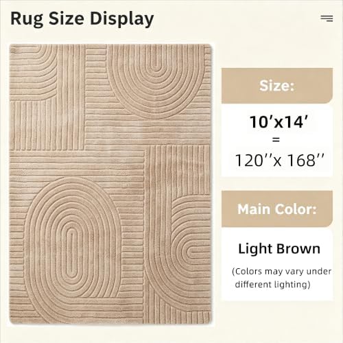 Brown Solid Area Rug 10x14, Washable Non Slip Rugs - Image 2