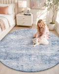 OLANLY 5ft Round Washable Rug, Soft Non Slip Carpet by OLANLY