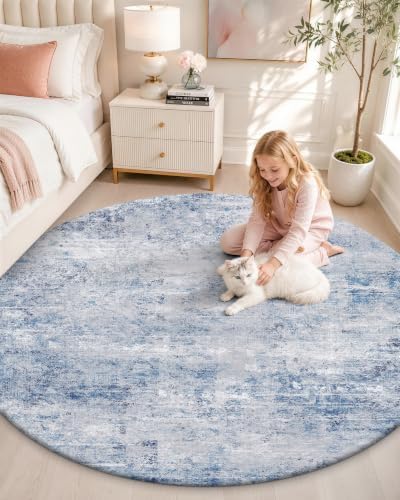 OLANLY 5ft Round Washable Rug, Soft Non Slip Carpet by OLANLY