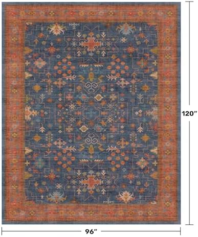 Washable Navy Blue Living Room Rug, 8x10 Area Rug - Image 2