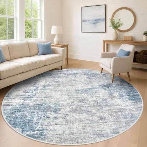 IOHOUZE Abstract Round Area Rug 8 Ft Washable Circle Rugs Large Round Rug Non by iOhouze