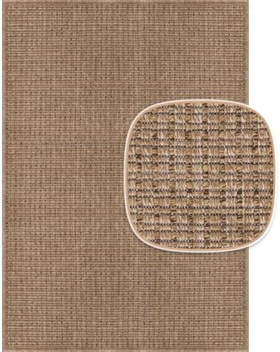 Beverly Rug Easy Jute Natural Rug 6x9 Solid Washable Durable Outdoor Indoor - Image 3