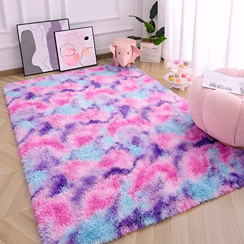AROGAN Fluffy 5x8 Rainbow Area Rugs - Image 7